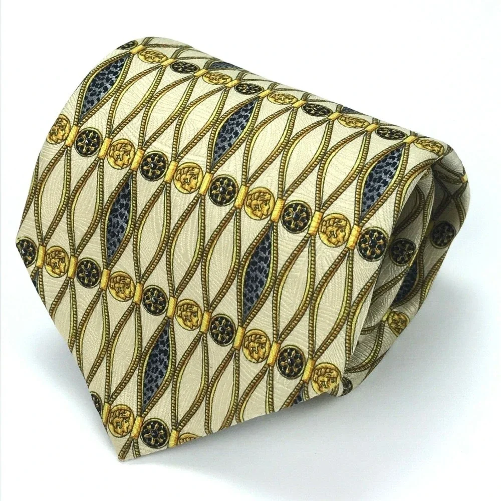 AQUASCUTUM Of London Men's Silk Necktie Coins Victorian British Animal Print Tie